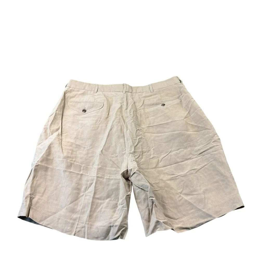 Polo Ralph Lauren Men Brown Linen Silk Vintage Chino Shorts Size 38 Pleated